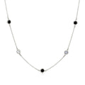 Silver 925 Rhodium Plated Black And Clear CZ By the Yard Necklace - STP00864-60