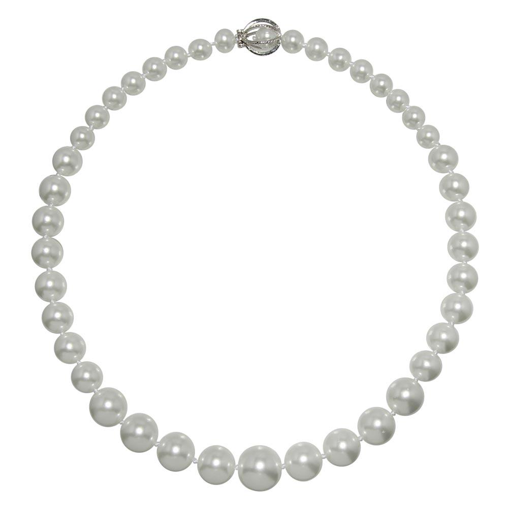 Rhodium Plated 925 Sterling Silver Pearl Pendant Necklace - STP00929
