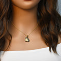 Silver 925 Gold Plated and Matte Black Rhodium Finish Clear CZ Heart Pendant Necklace - STP00984