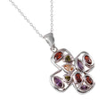 Silver 925 Multi Color CZ Cross Necklace - STP01346