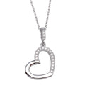 Rhodium Plated 925 Sterling Silver Open Heart Necklace with CZ - STP01352