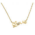Silver 925 Gold Plated Clear CZ Love Pendant Necklace - STP01384GP