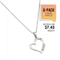 Rhodium Plated 925 Sterling Silver Heart CZ Pendant (6/Pk) - STP01464-PX