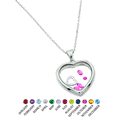 Rhodium Plated 925 Sterling Silver Floating CZ Birthstone Heart Pendant - STP01469