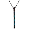 Silver 925 Black Rhodium Long Bar Necklace with Synthetic Turquoise Stones - STP01510