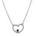 Rhodium Plated 925 Sterling Silver Heart Pendant with Red CZ - STP01512