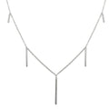 Rhodium Plated 925 Sterling Silver CZ Hanging Bars Necklace - STP01534