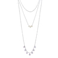 Rhodium Plated 925 Sterling Silver Triple Strand Bead Fresh Water Pearl and Circle Confetti Necklace - STP01576RH