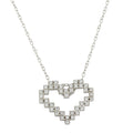 Rhodium Plated 925 Sterling Silver Digital Heart Necklace with CZ - STP01614