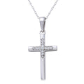 Rhodium Plated 925 Sterling Silver Small Cross Pendant Necklace - STP01625