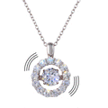 Rhodium Plated 925 Sterling Silver Dancing CZ Open Round Pendant - STP01632