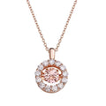 Rose Gold Plated 925 Sterling Silver Open Round Pendant with Pink Dancing CZ - STP01632RGP