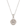 Rhodium Plated 925 Sterling Silver Round with Real Diamond Stone Necklace - STP01640