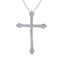 Rhodium Plated 925 Sterling Silver Cross Pendant with CZ - STP01646