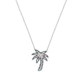Rhodium Plated 925 Sterling Silver Multi Color CZ Palm Tree Necklace - STP01655