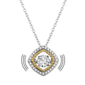Rhodium Plated 925 Sterling Silver Open Rhombus Necklace with Dancing CZ - STP01659