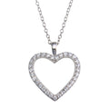 Rhodium Plated 925 Sterling Silver CZ Open Heart Necklace - STP01668