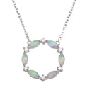 Rhodium Plated 925 Sterling Silver Open Circle Pendant with CZ and Synthetic Opal - STP01681RH