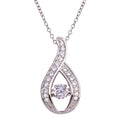 Rhodium Plated 925 Sterling Silver Wave Design Dancing Center CZ Necklace - STP01690