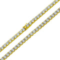 Gold Plated 925 Sterling Silver Round CZ Link Chains and Bracelet 5mm - STP01708 GP