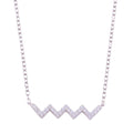 Rhodium Plated 925 Sterling Silver Round ZigZag CZ Necklace - STP01719