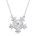 Rhodium Plated 925 Sterling Silver Snow Flakes CZ Necklace - STP01731