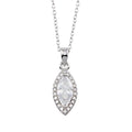 Rhodium Plated 925 Sterling Silver Clear CZ Halo Marquise Shaped Necklace - STP01751
