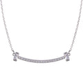 Rhodium Plated 925 Sterling Silver CZ Bar Necklace - STP01761