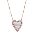 Rose Gold Plated 925 Sterling Silver Heart Mother of Pearl Necklace - STP01768RGP