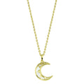 Gold Plated 925 Sterling Silver CZ Synthetic Mother of Pearl Crescent Moon Necklace - STP01775GP