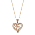 Rose Gold Plated 925 Sterling Silver Mom Heart CZ Pendant - STP01790