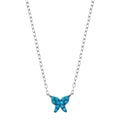 Rhodium Plated 925 Sterling Silver Turquoise Butterfly Necklace - STP01796
