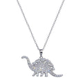 Rhodium Plated 925 Sterling Silver Dinosaur CZ Necklace - STP01805