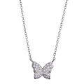 Rhodium Plated 925 Sterling Silver Butterfly CZ Necklace - STP01808