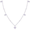 Rhodium Plated 925 Sterling Silver Star and Round CZ Necklace - STP01811