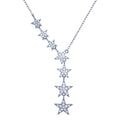 Rhodium Plated 925 Sterling Silver Stars Clear CZ Necklace - STP01818RH