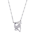 Rhodium Plated 925 Sterling Silver CZ Deer Necklace - STP01824