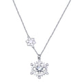 Rhodium Plated 925 Sterling Silver Snow Flakes CZ Necklace - STP01825