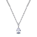 Rhodium Plated 925 Sterling Silver Teardrop Round and Oval Clear CZ Tennis Necklace - STP01837