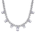 Rhodium Plated 925 Sterling Silver Multi Teardrop Clear CZ Tennis Necklace - STP01840