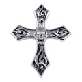 Rhodium Plated 925 Sterling Silver Skull Cross Pendant - STPM00003