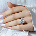 Silver 925 Rhodium Plated Rectangular and Heart CZ Ring - STR00050CLR