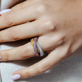 Silver 925 Tri Color Stackable Ring with CZ - STR00114
