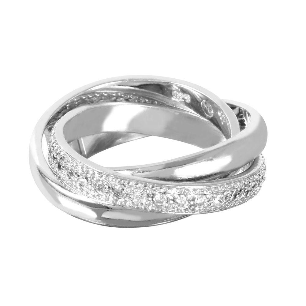 Silver 925 Rhodium Plated CZ Movable Ring - STR00127