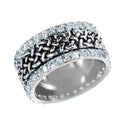 Silver 925 Rhodium Plated CZ Border Chain Ring - STR00148