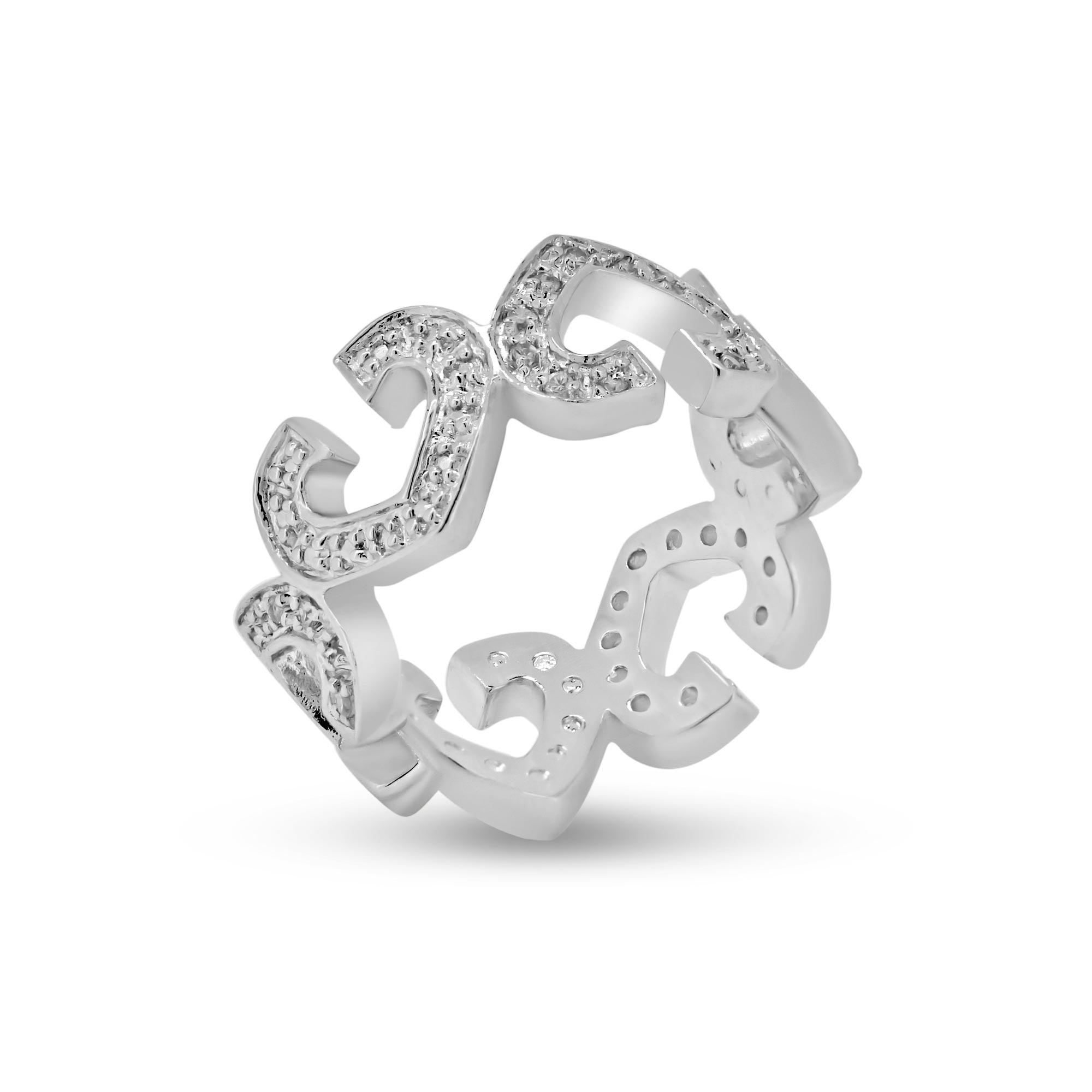 Silver 925 Rhodium Plated CZ Eternity Heart Ring - STR00176