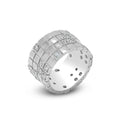 Silver 925 Rhodium Plated Clear CZ Grid Ring - STR00182