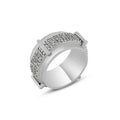 Silver 925 Rhodium Plated Pave Set CZ Belt Ring - STR00191