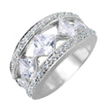 Silver 925 Rhodium Plated 5 Princess Cut CZ Ring - STR00208