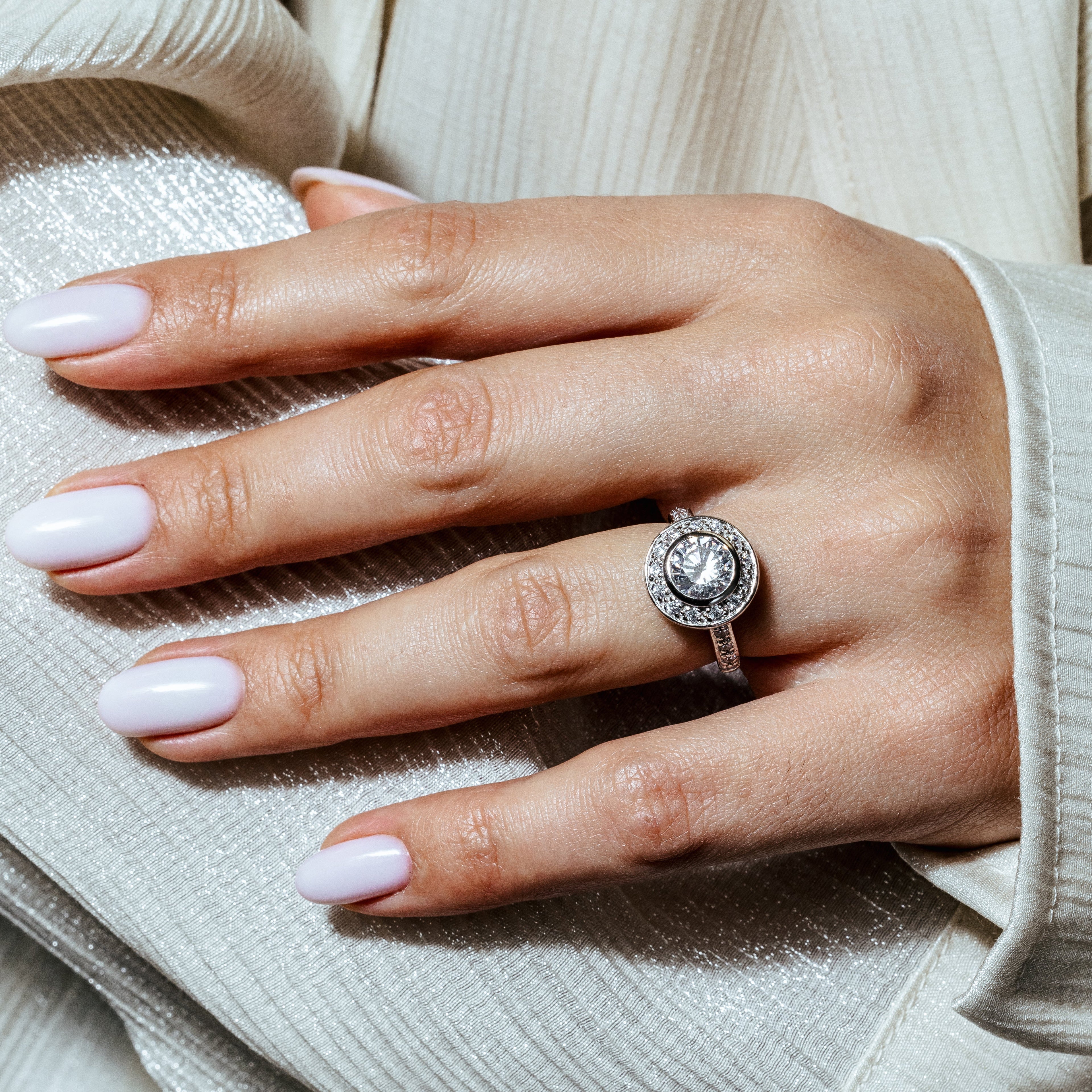 Silver 925 Rhodium Plated Round Center CZ Ring - STR00212